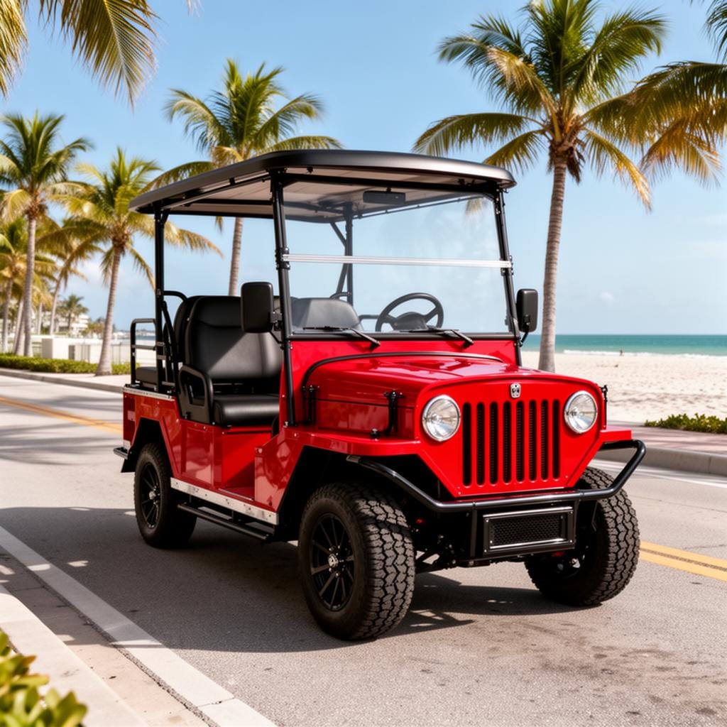 Golf cart being serviced at Delray Golf Carts
